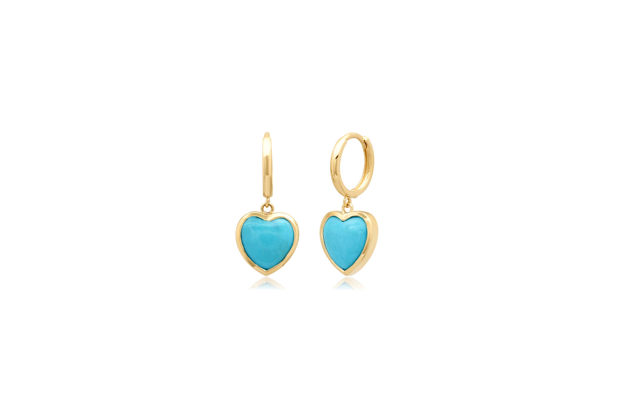 Small Turquoise Framed Heart Earrings