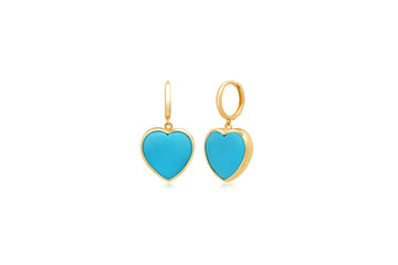 Large Turquoise Framed Heart Earrings