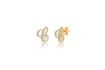 Mini Diamond Script Initial Stud Earring