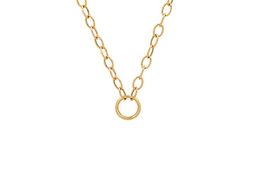 Toggle Chain Necklace with Solid Gold Charm Ring Holder
