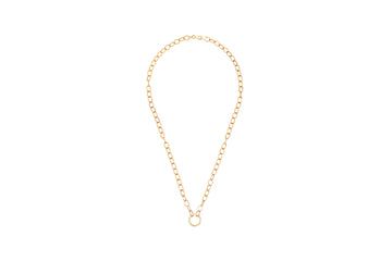 Toggle Chain Necklace with Solid Gold Charm Ring Holder