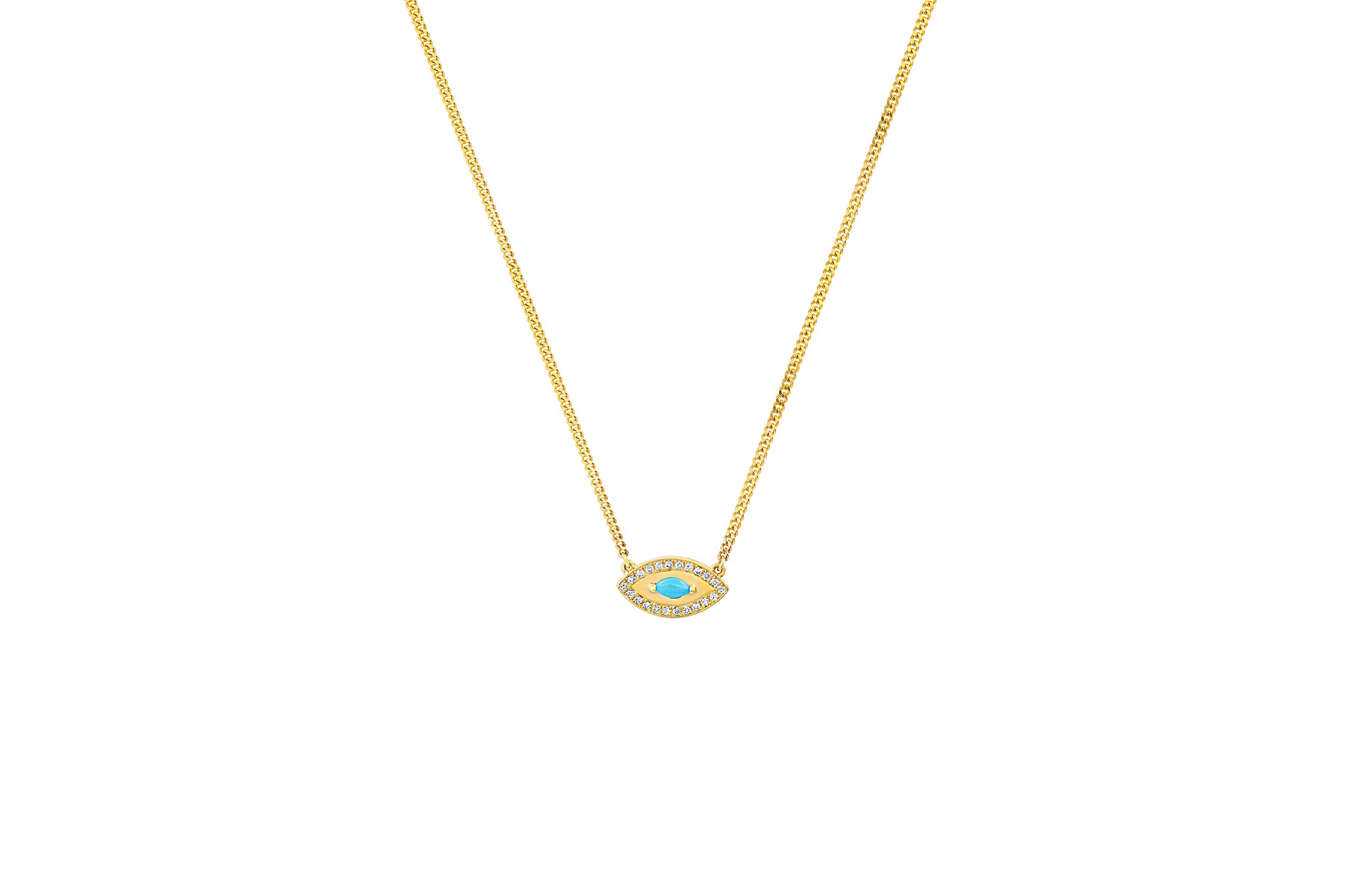 Evil Eye Necklace w/ Turquoise Marquise