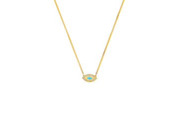 Evil Eye Necklace w/ Turquoise Marquise