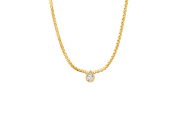 Teardrop Diamond Boxchain Necklace