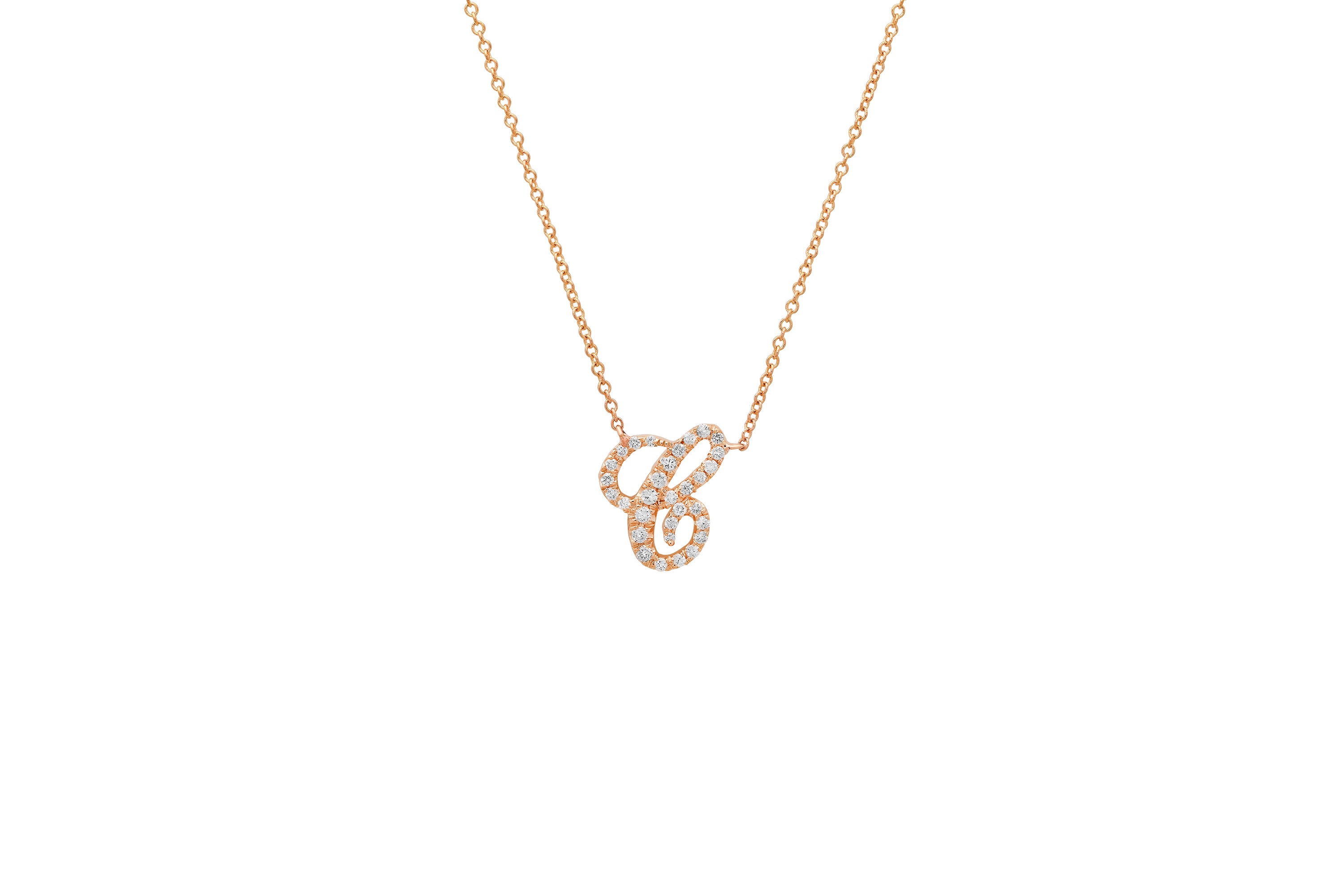 Diamond Mini Script Initial Necklace