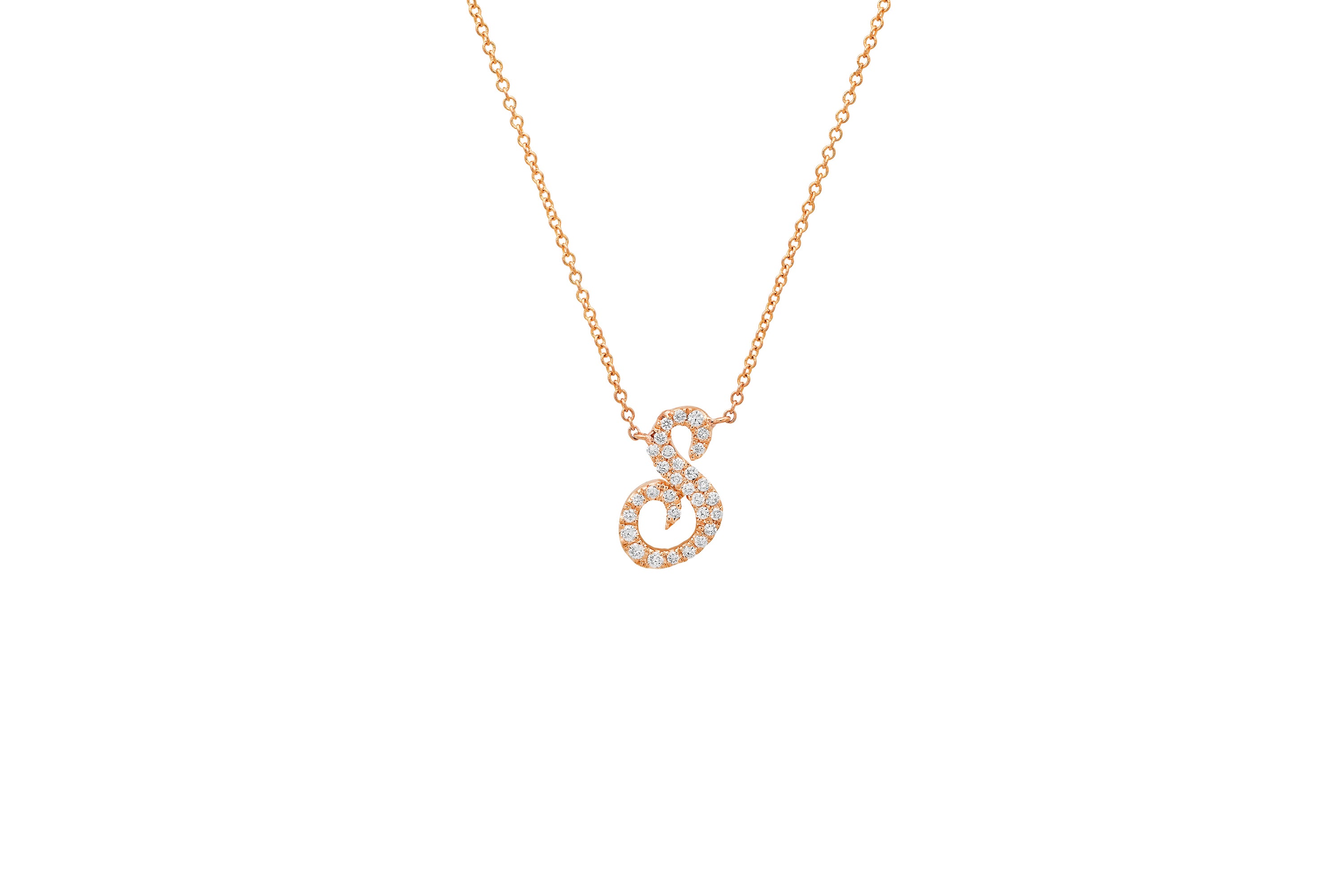 Diamond Mini Script Initial Necklace