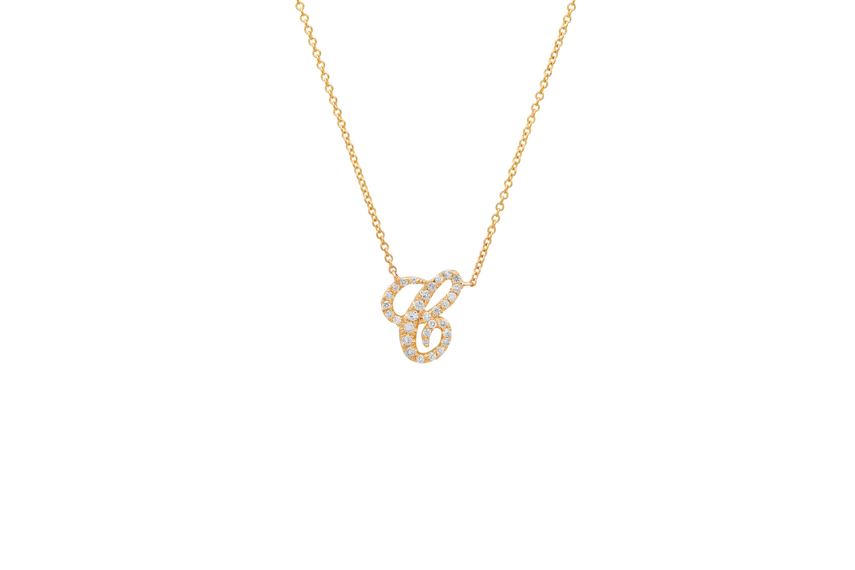 Diamond Mini Script Initial Necklace