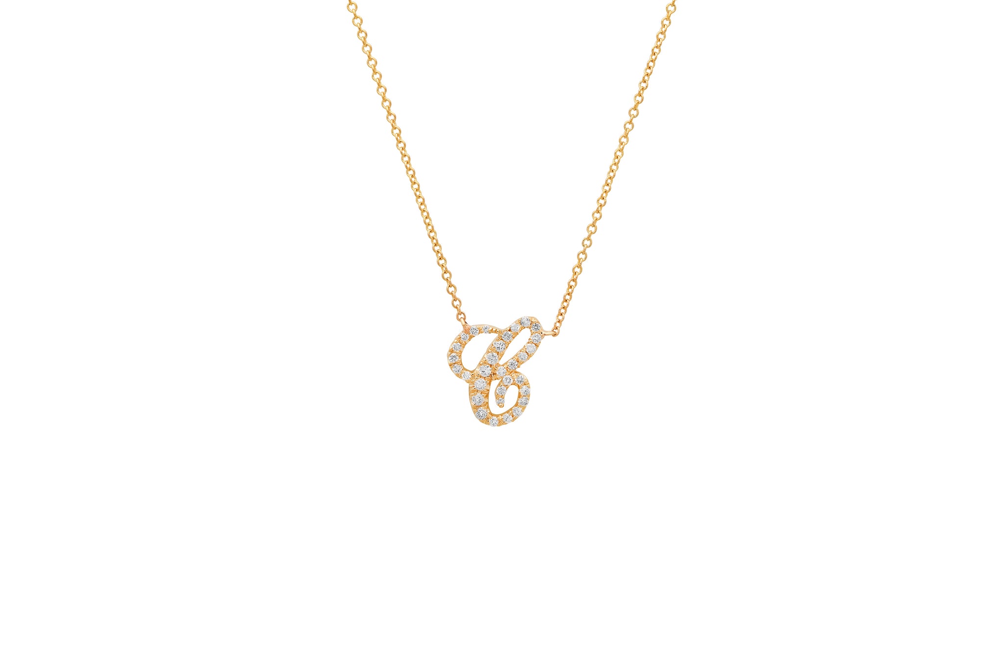 Diamond Mini Script Initial Necklace