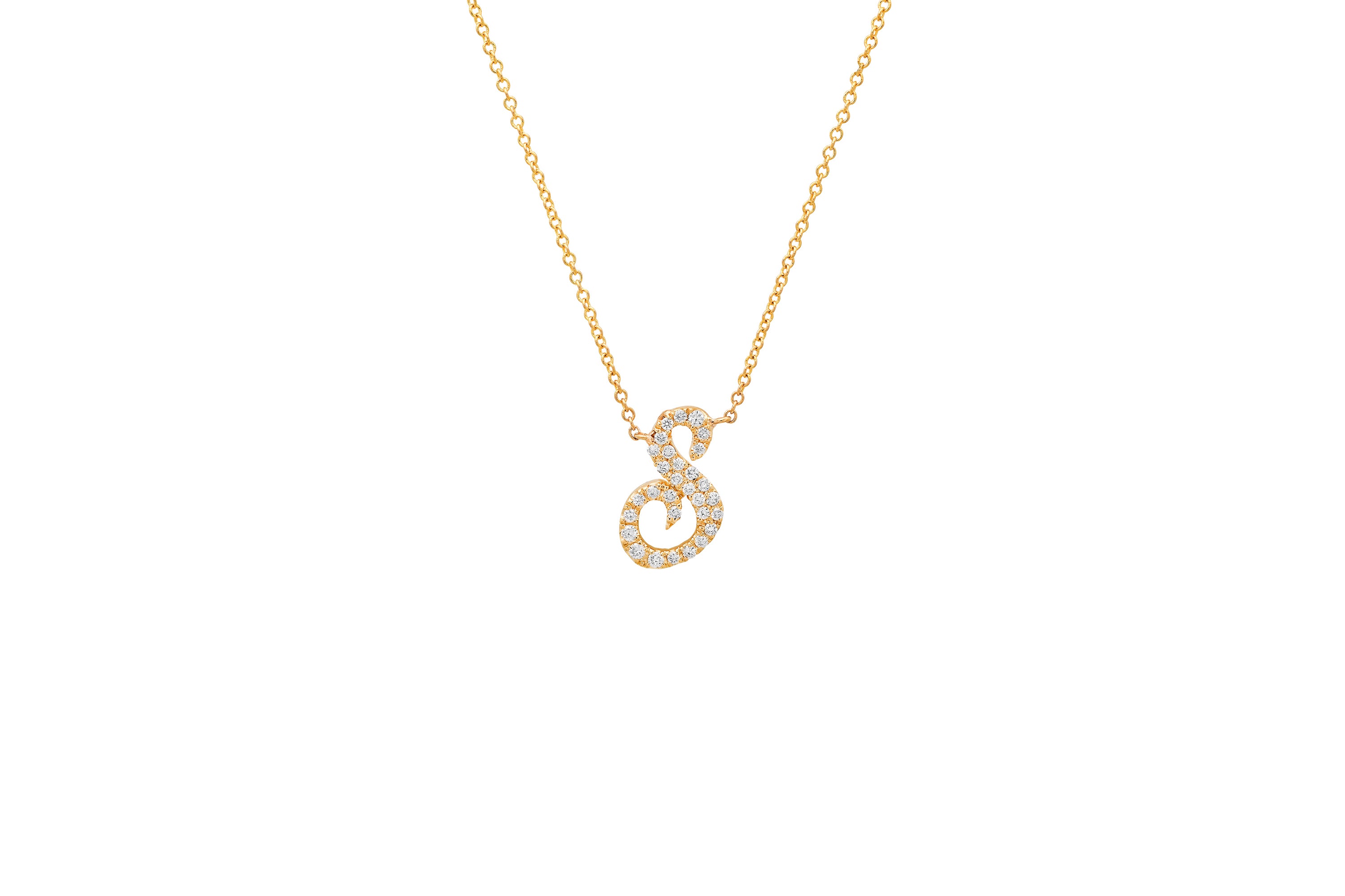 Diamond Mini Script Initial Necklace