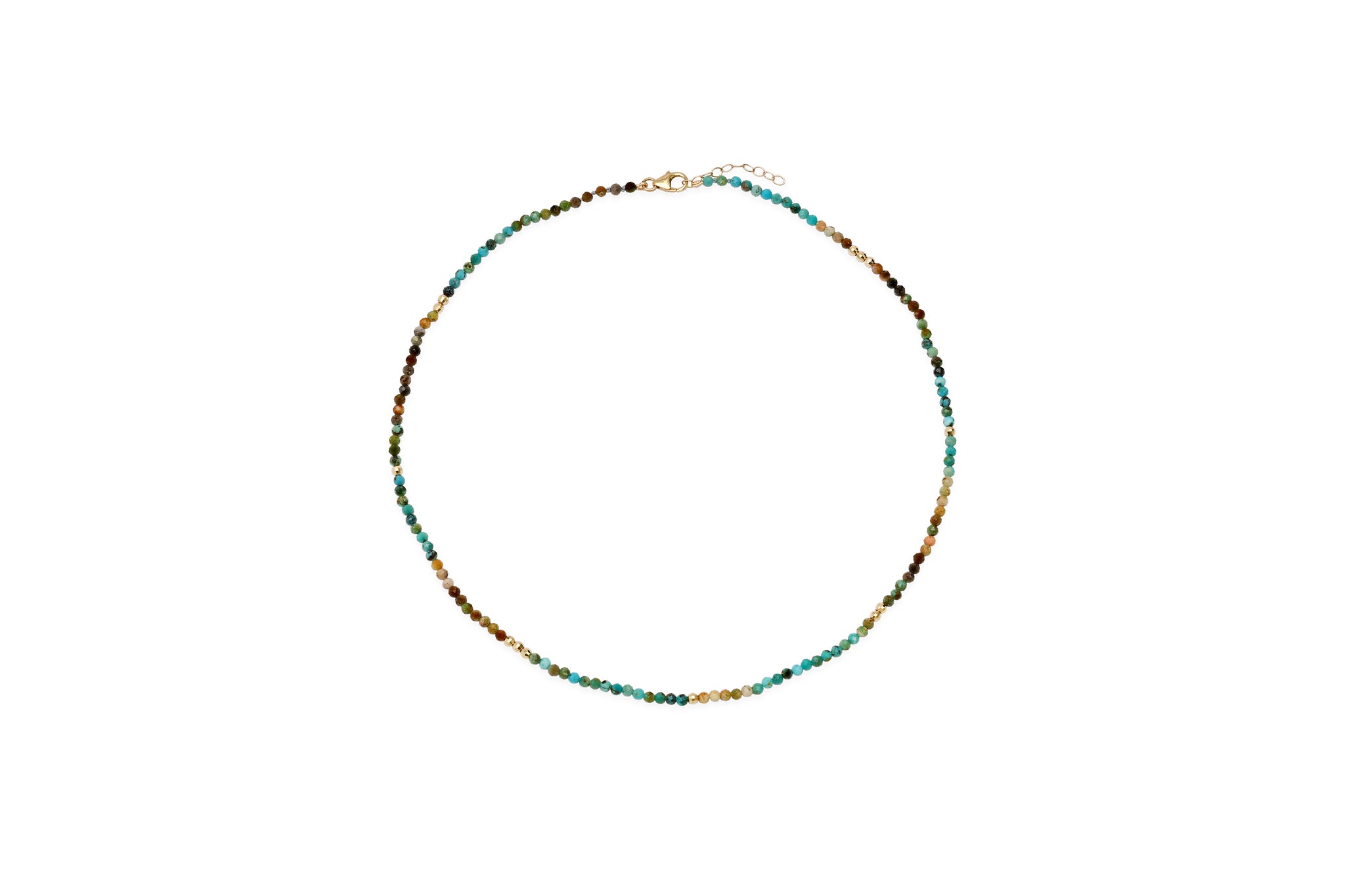 Mixed Turquoise and 14k Gold Beaded Necklace