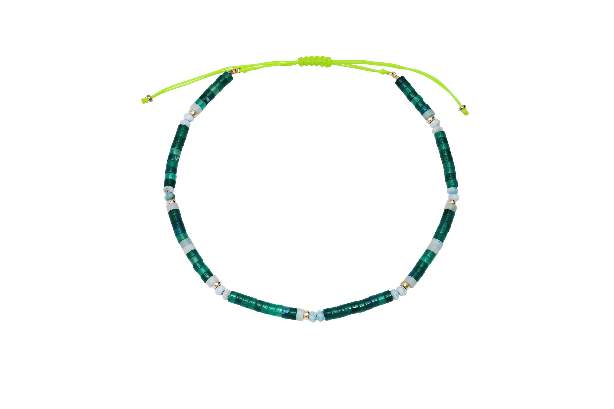 Green Agate and Larimar Beaded Necklaces