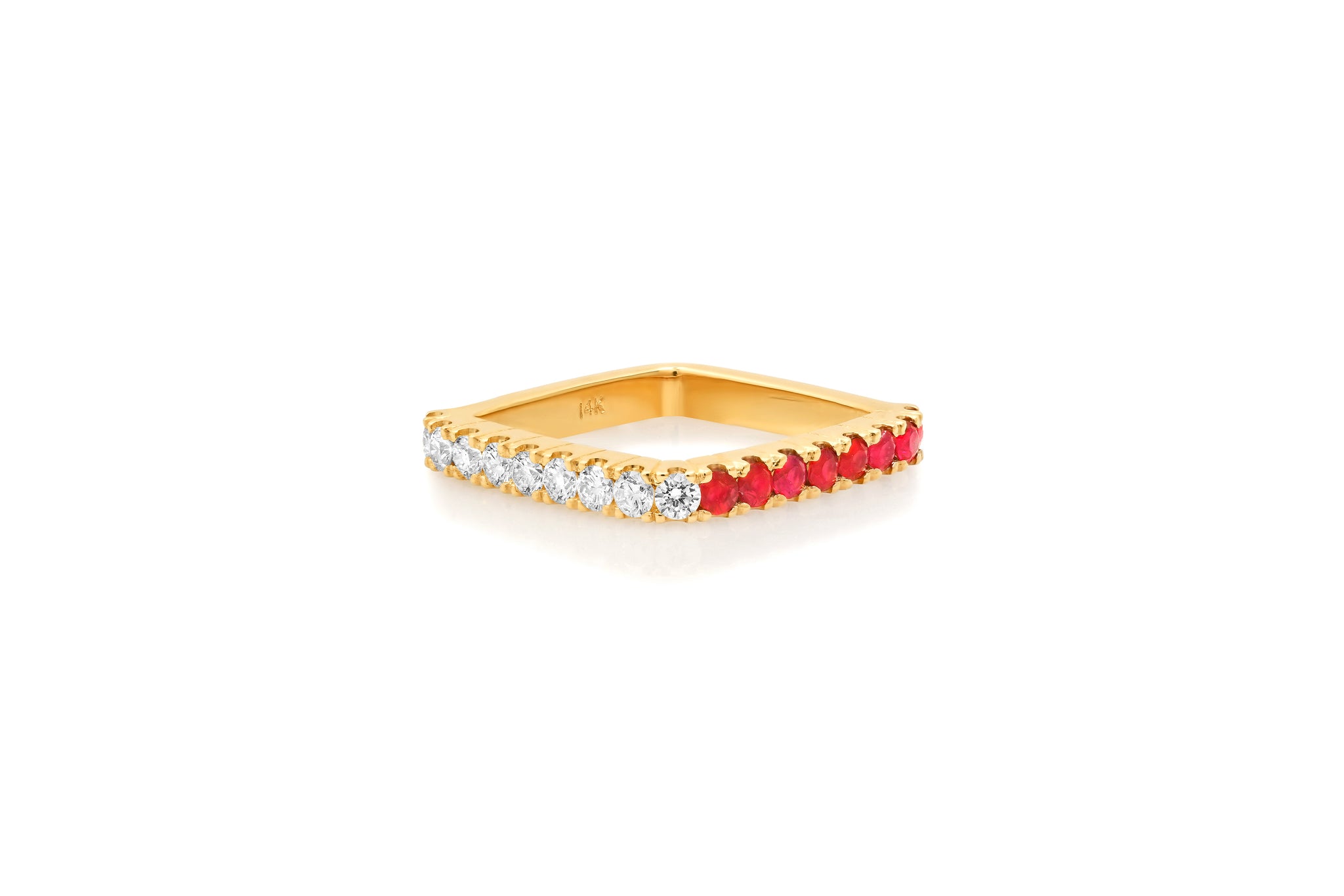 Diamond and Ruby Square Ring