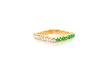 Diamond and Emerald Square Ring