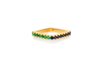 Emerald and Sapphire Square Ring