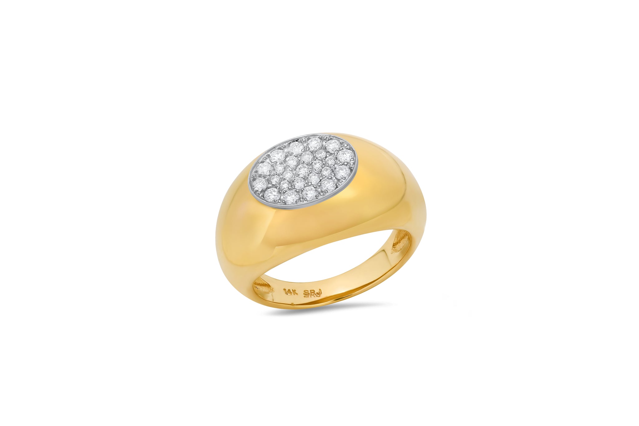 Oval Pave Domed Ring