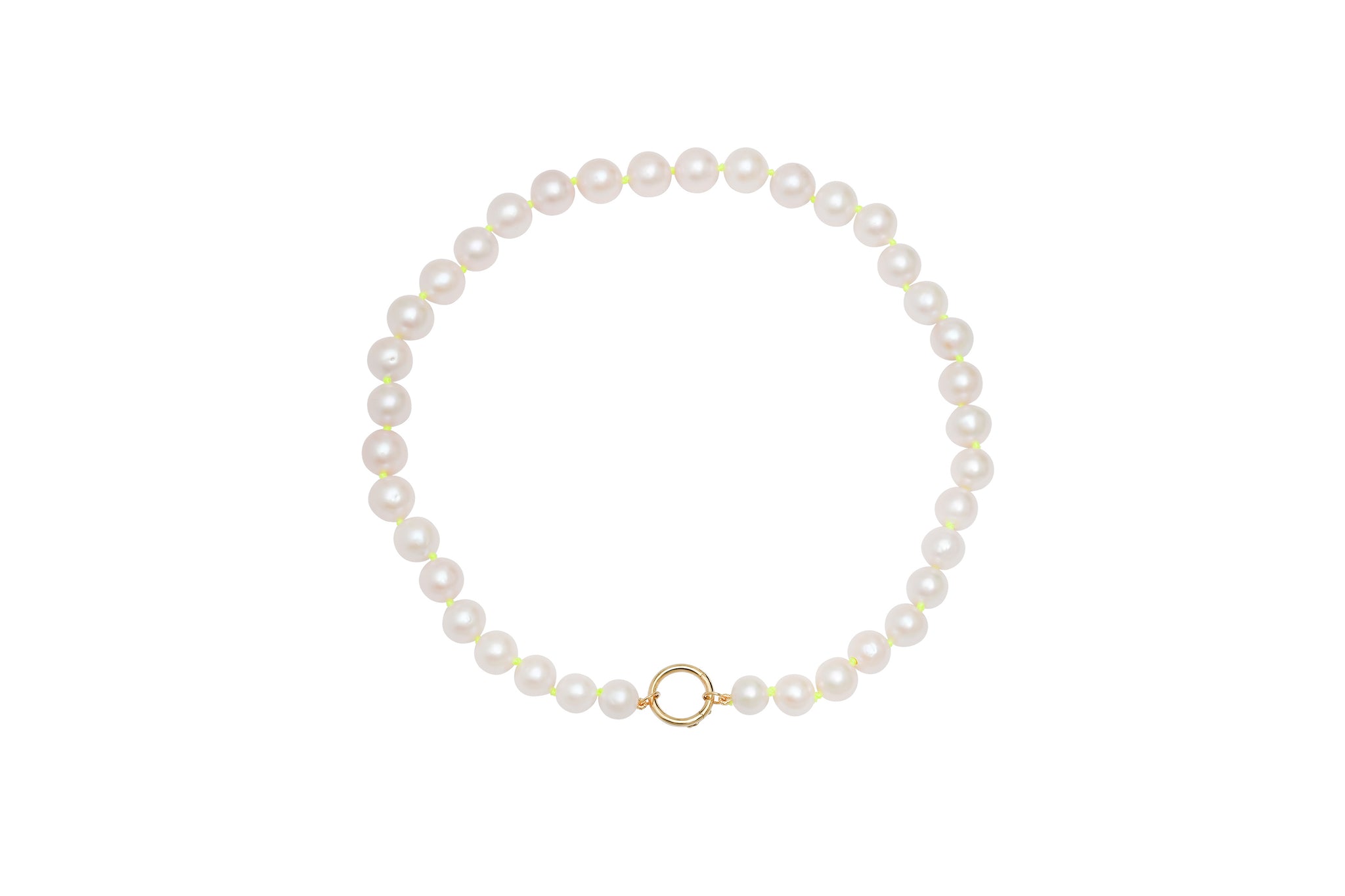Large Pearl Necklace with Solid Charm Ring Holder