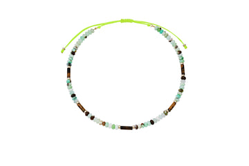 Chrysoprase, Tiger's Eye and 14k Gold Beaded Necklace