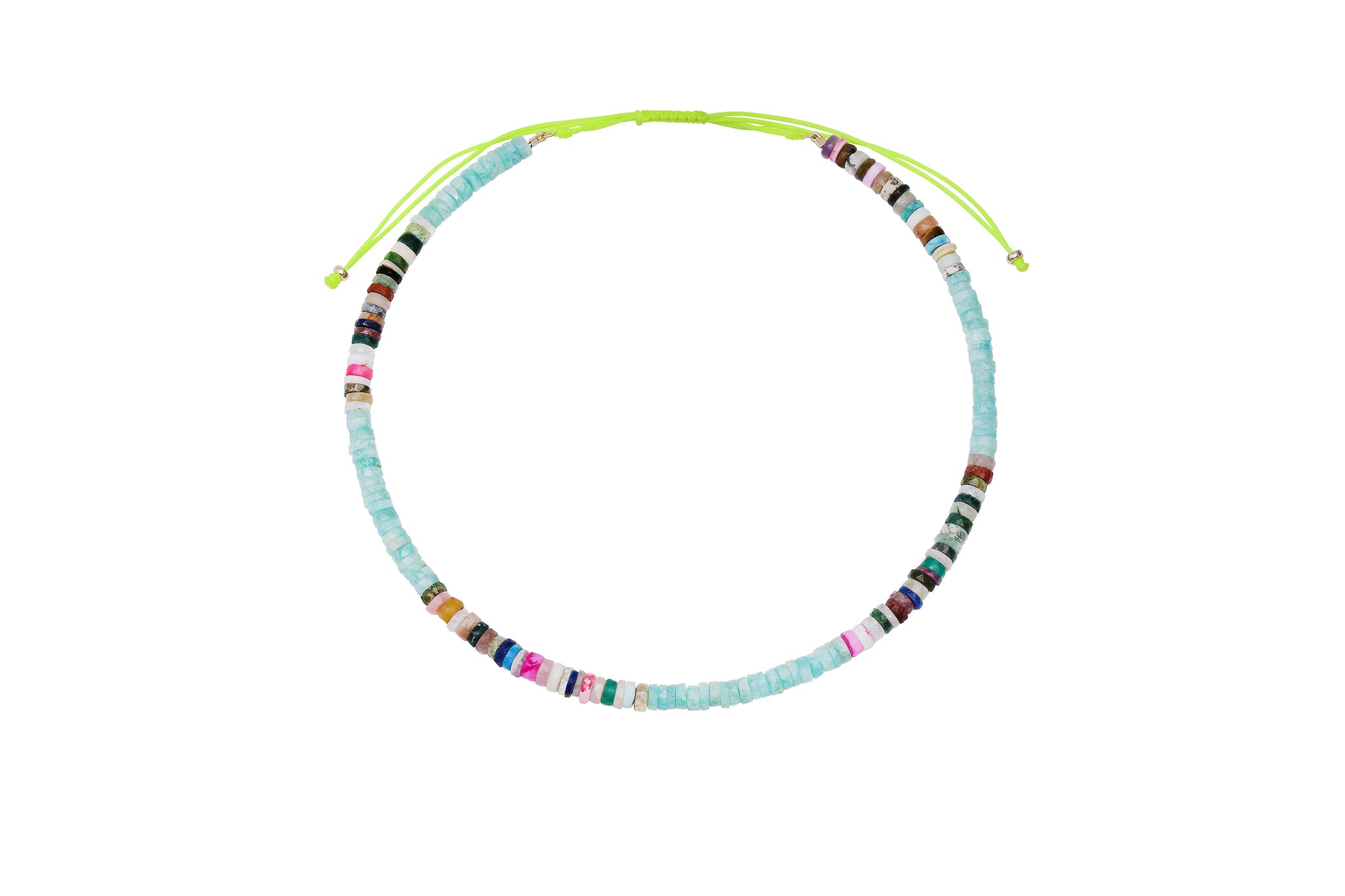 Amazonite and Multi Color Gemstone Beaded Necklace