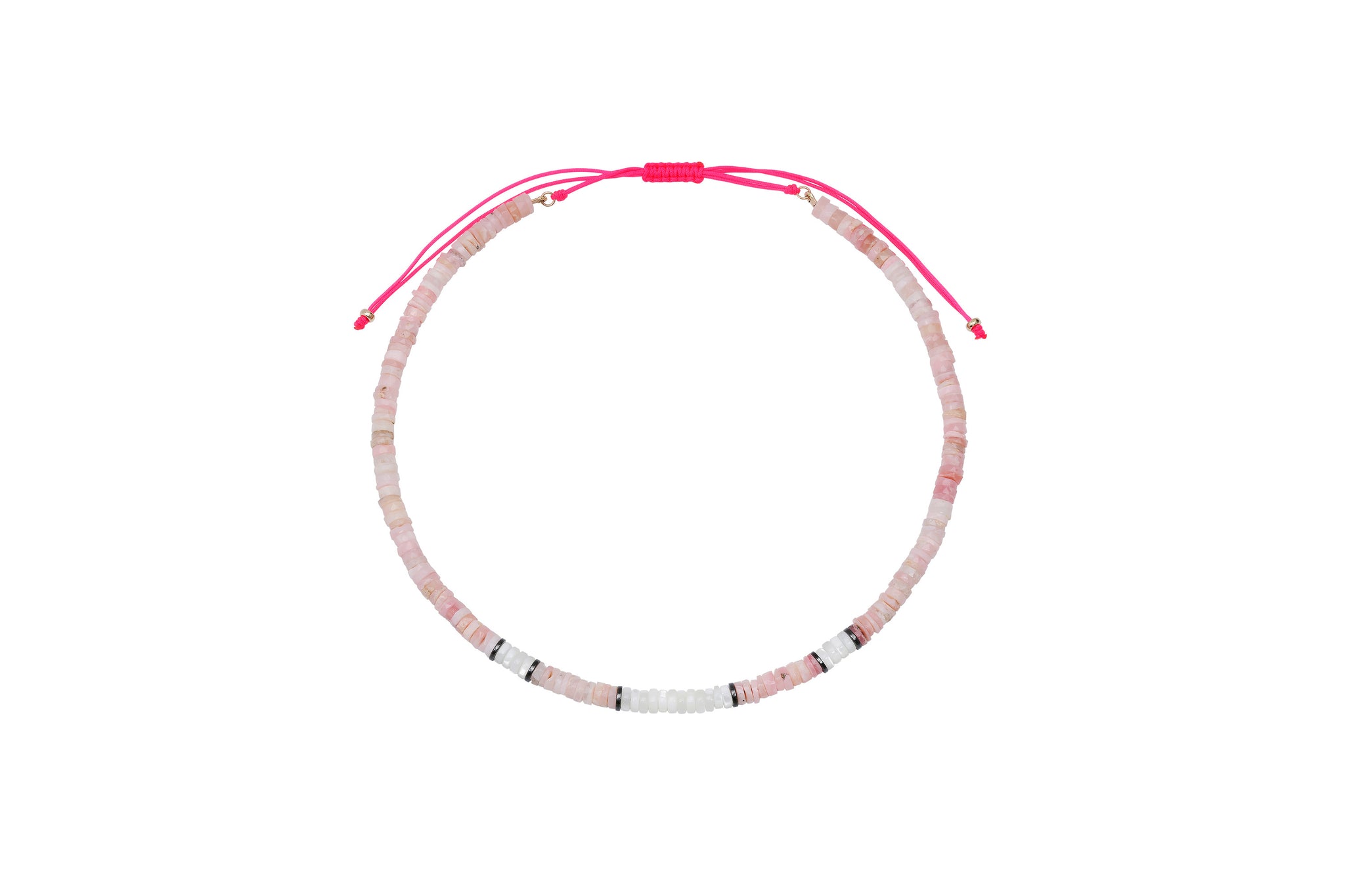 Pink Opal, Mother of Pearl, and Hematite Beaded Necklace