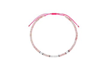 Pink Opal, Mother of Pearl, and Hematite Beaded Necklace