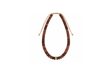 8mm Chocolate Quartz and 14k Gold and Diamond Beaded Necklace