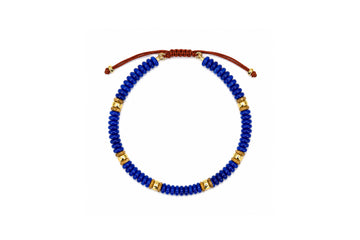 Blue Jade, Picture Jasper, and 14k Gold Beaded Anklet