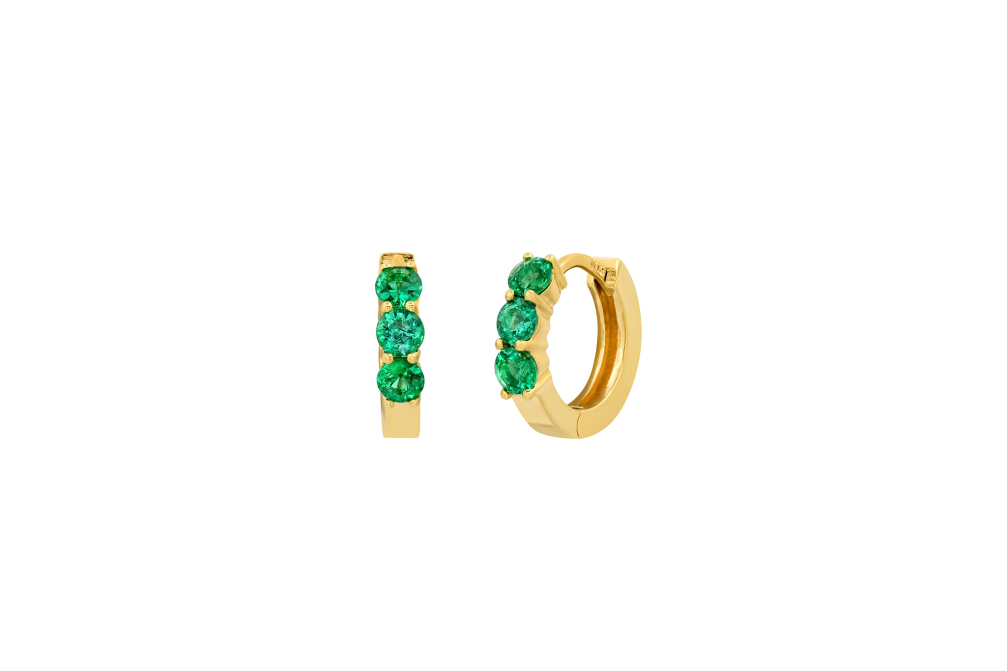 3 Emerald Huggie Earrings