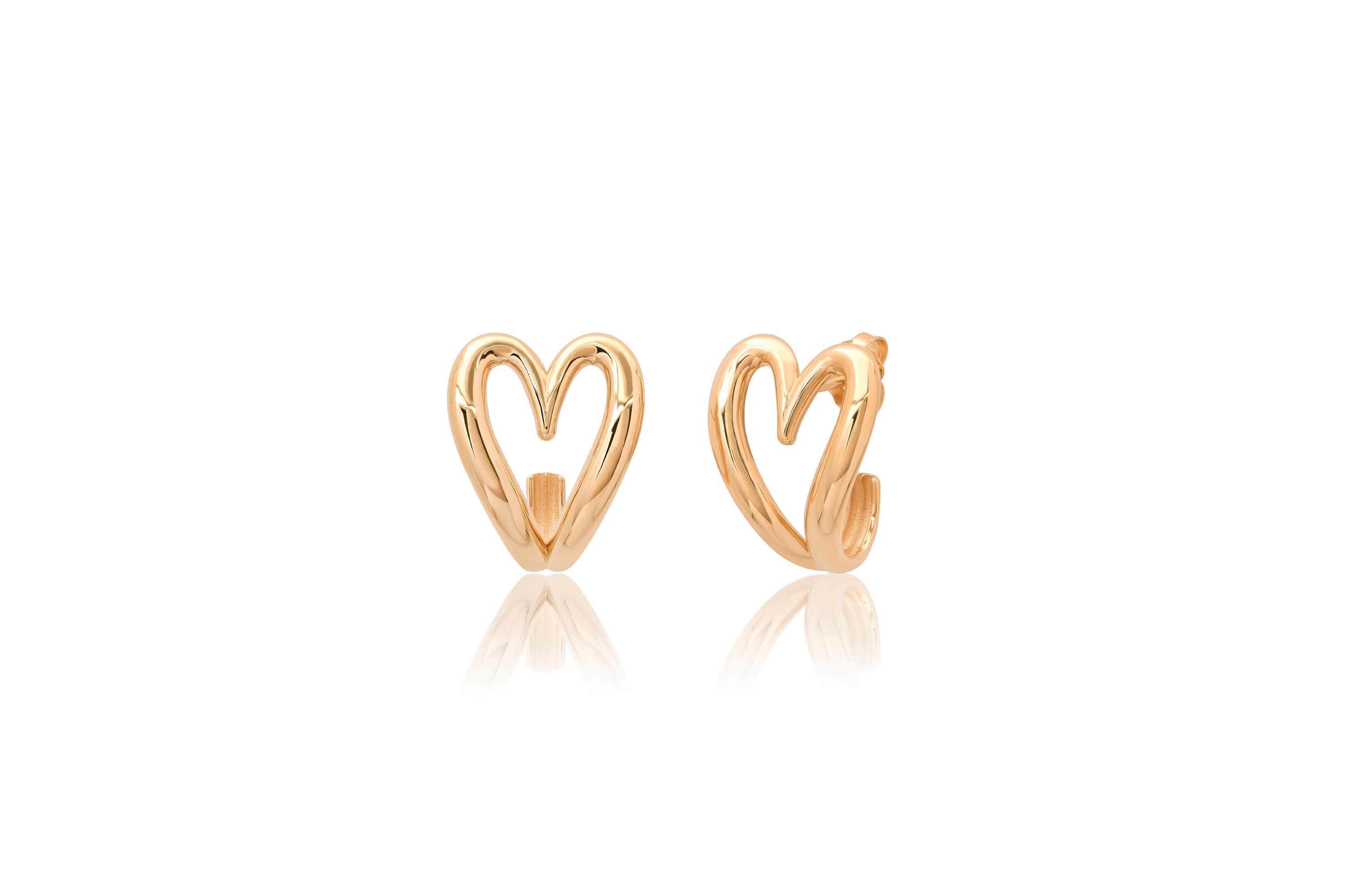 Open Heart Huggie Earrings