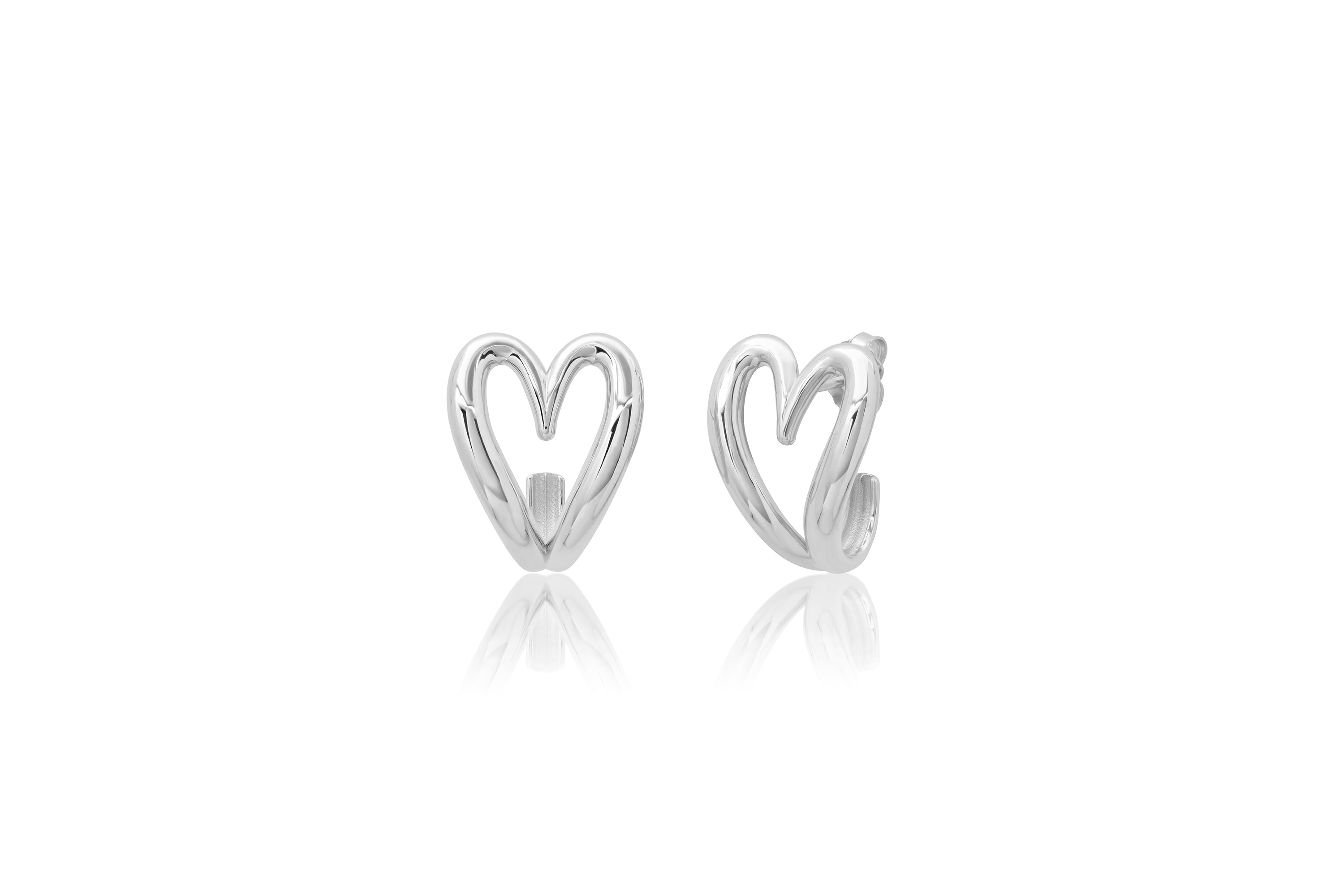 Open Heart Huggie Earrings