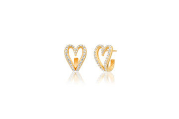 Mini Diamond Open Heart Huggie Earrings