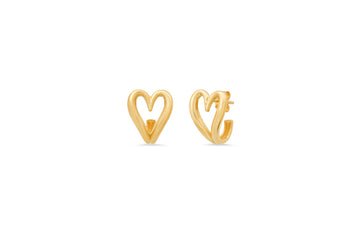 Mini Open Heart Huggie Earrings