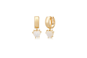 Pearl Heart Huggie Earrings