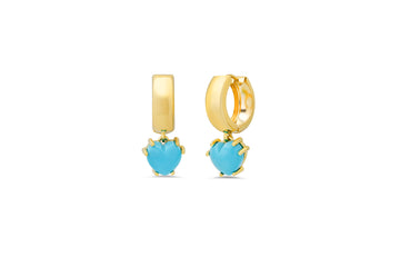Mini Turquoise Heart Huggie Earrings