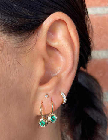 Round Emerald Cloud Drop Earrings