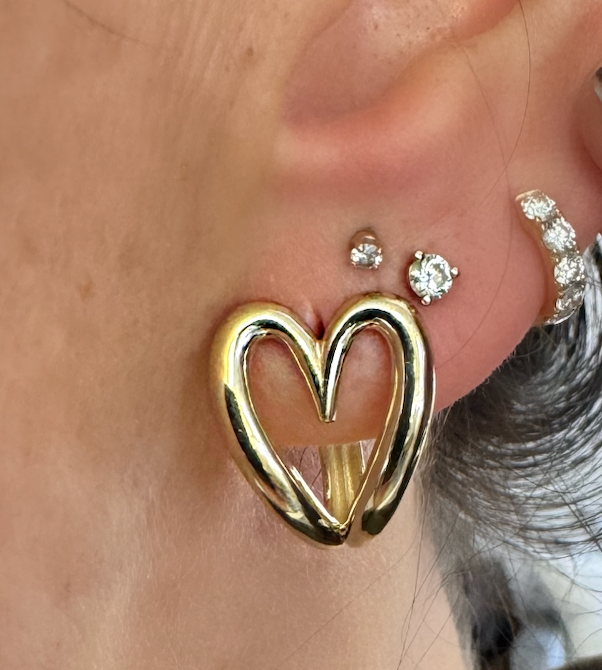 Open Heart Huggie Earrings