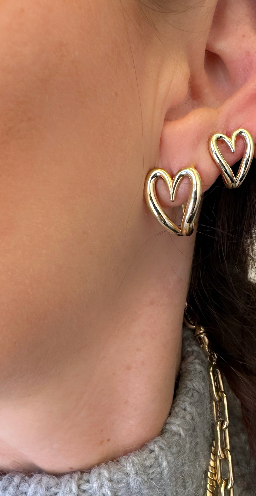 Mini Open Heart Huggie Earrings