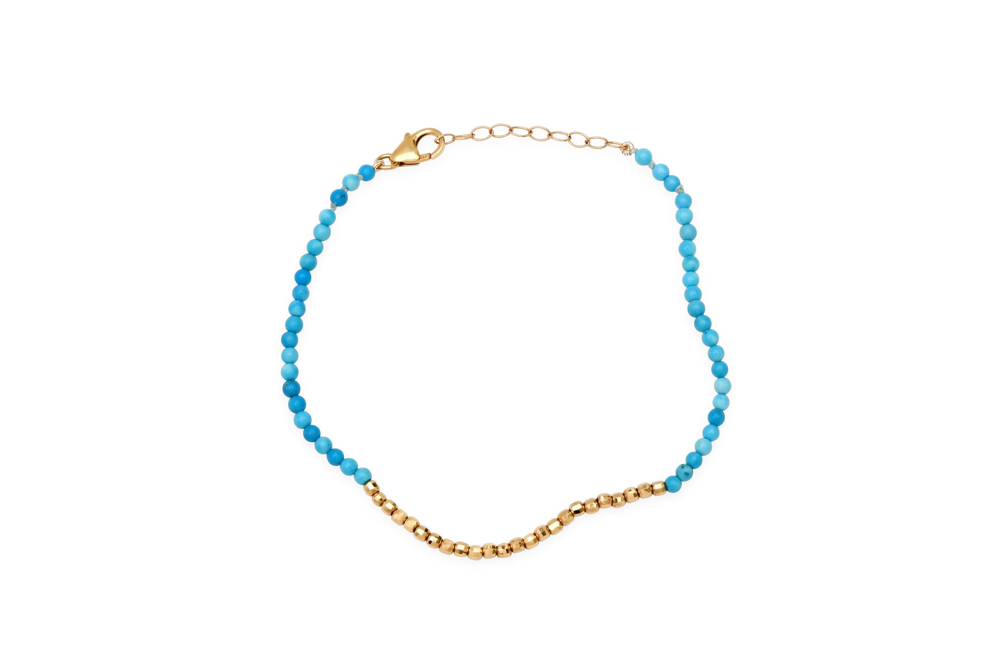 Turquoise and Yellow Gold Beaded Bracelet