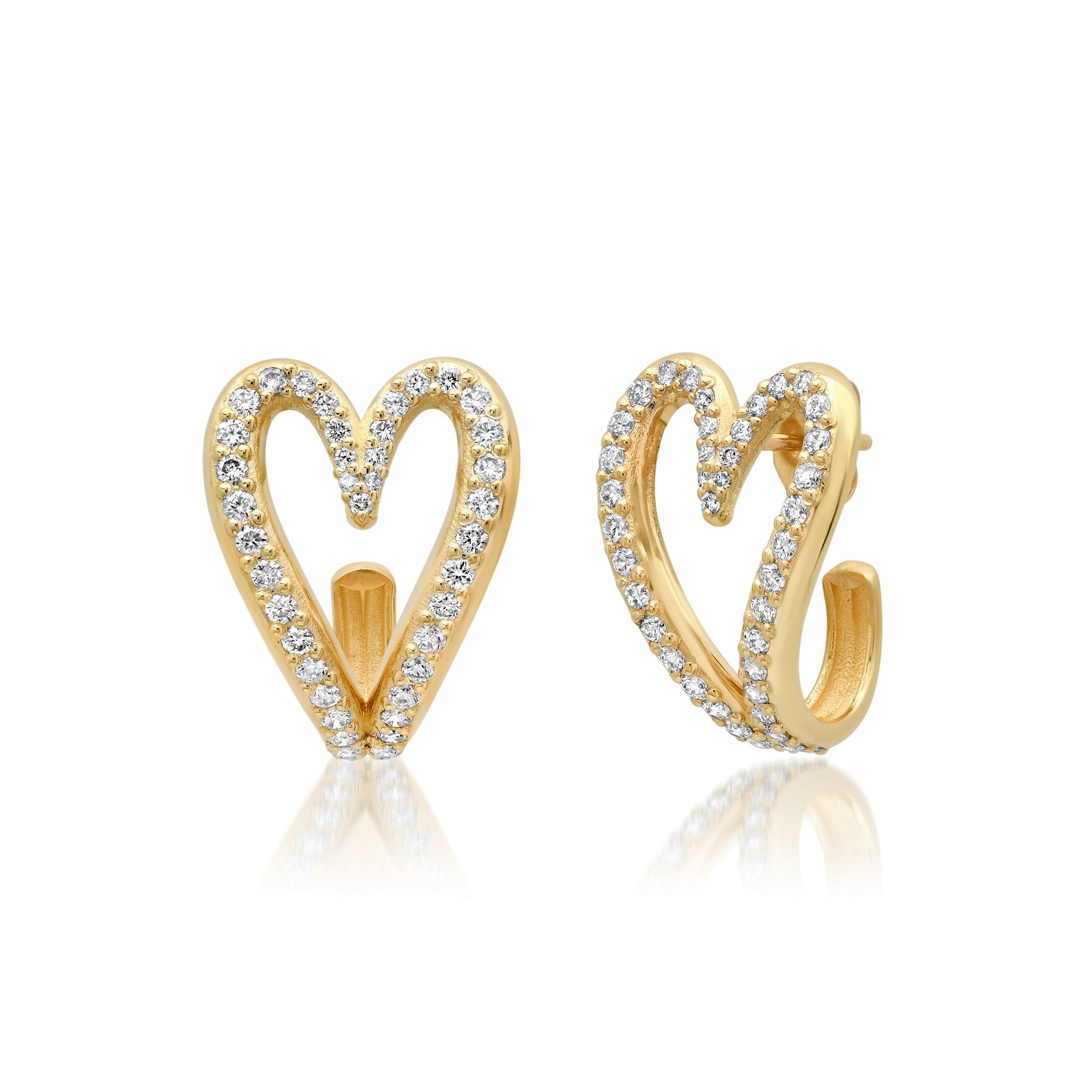 Diamond Open Heart Huggie Earrings