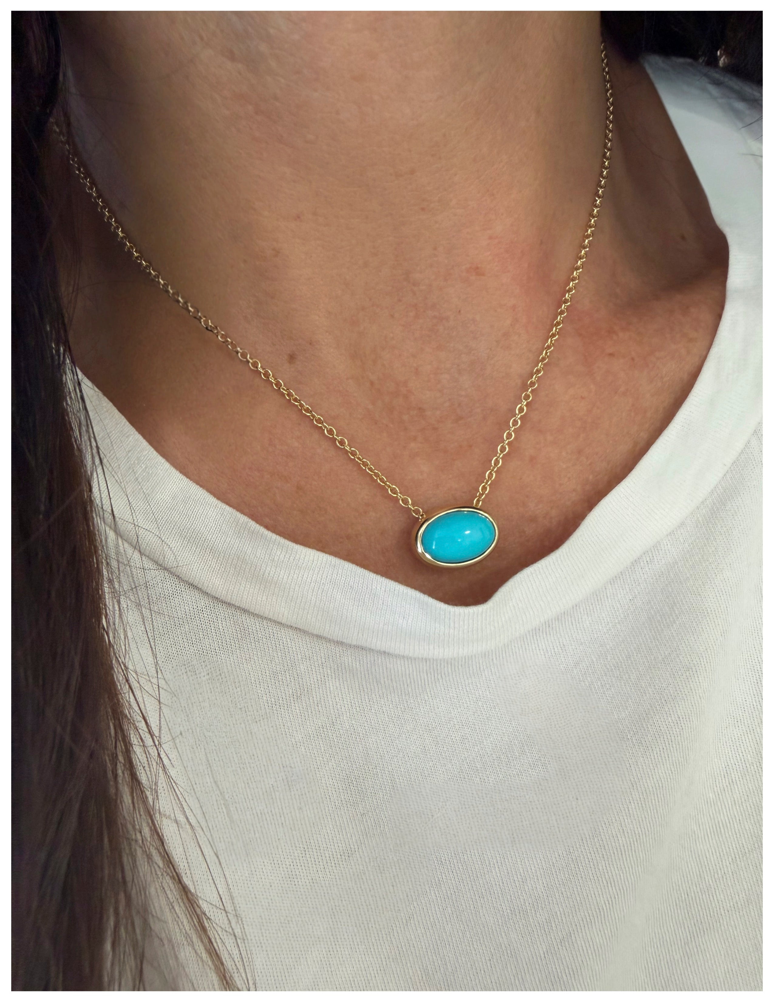 Solitaire Oval Turquoise Neckalce