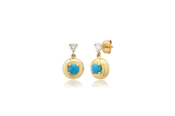 Turquoise and Diamond Cloud Drop Stud Earrings