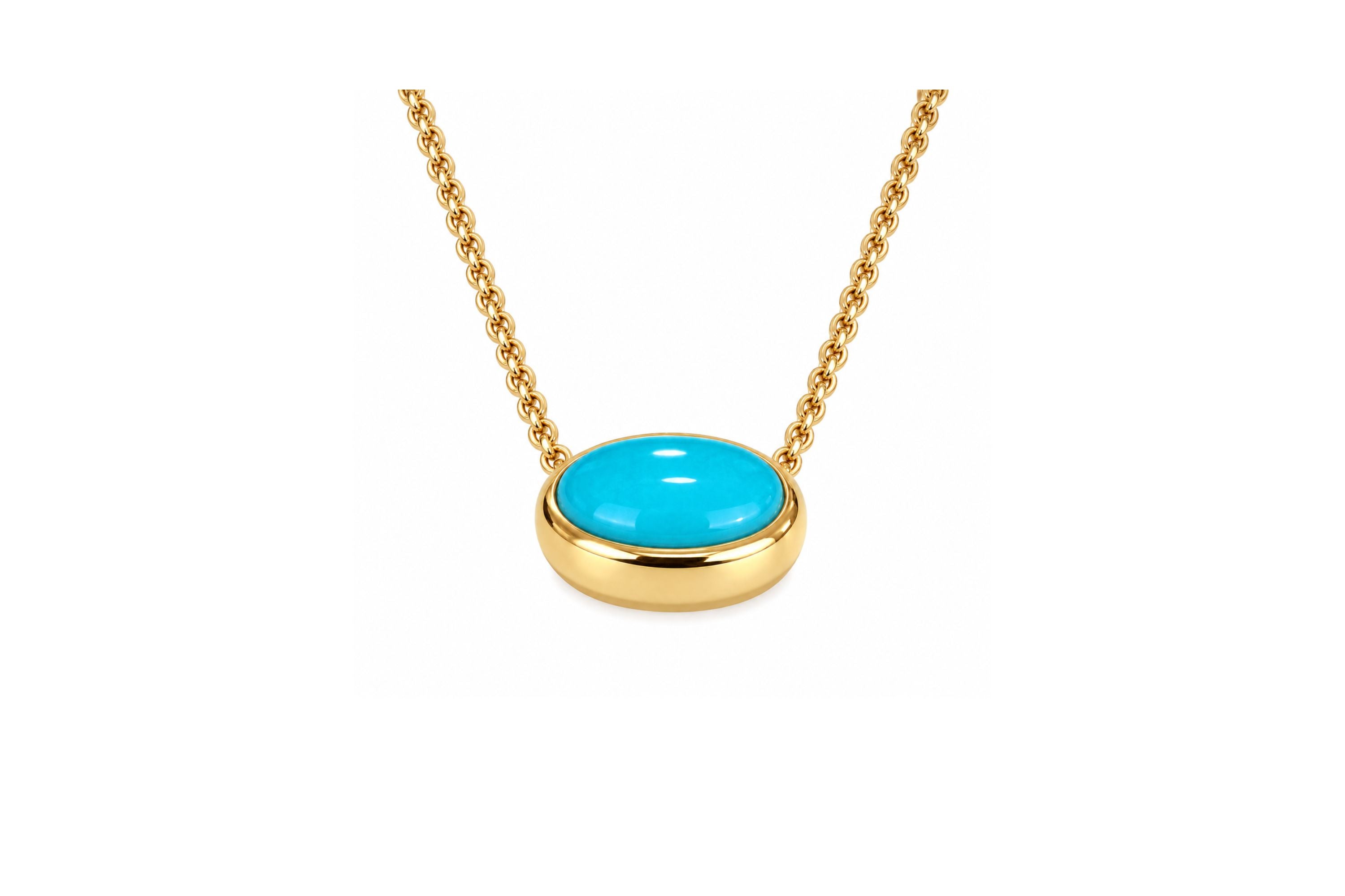 Solitaire Oval Turquoise Neckalce