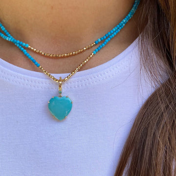 Turquoise Necklace with Gold Beads