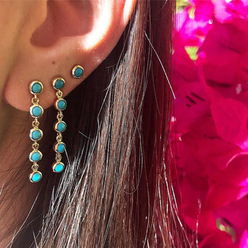 5 Turquoise Bezel Drop Earrings
