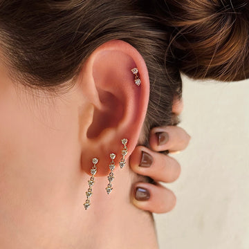 4 Diamond Dangle Stud Earrings