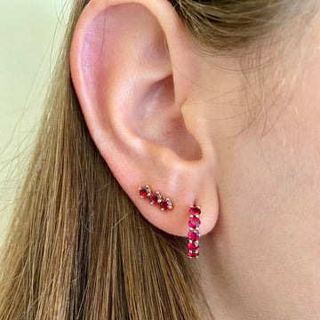 3 Ruby Stud Earrings