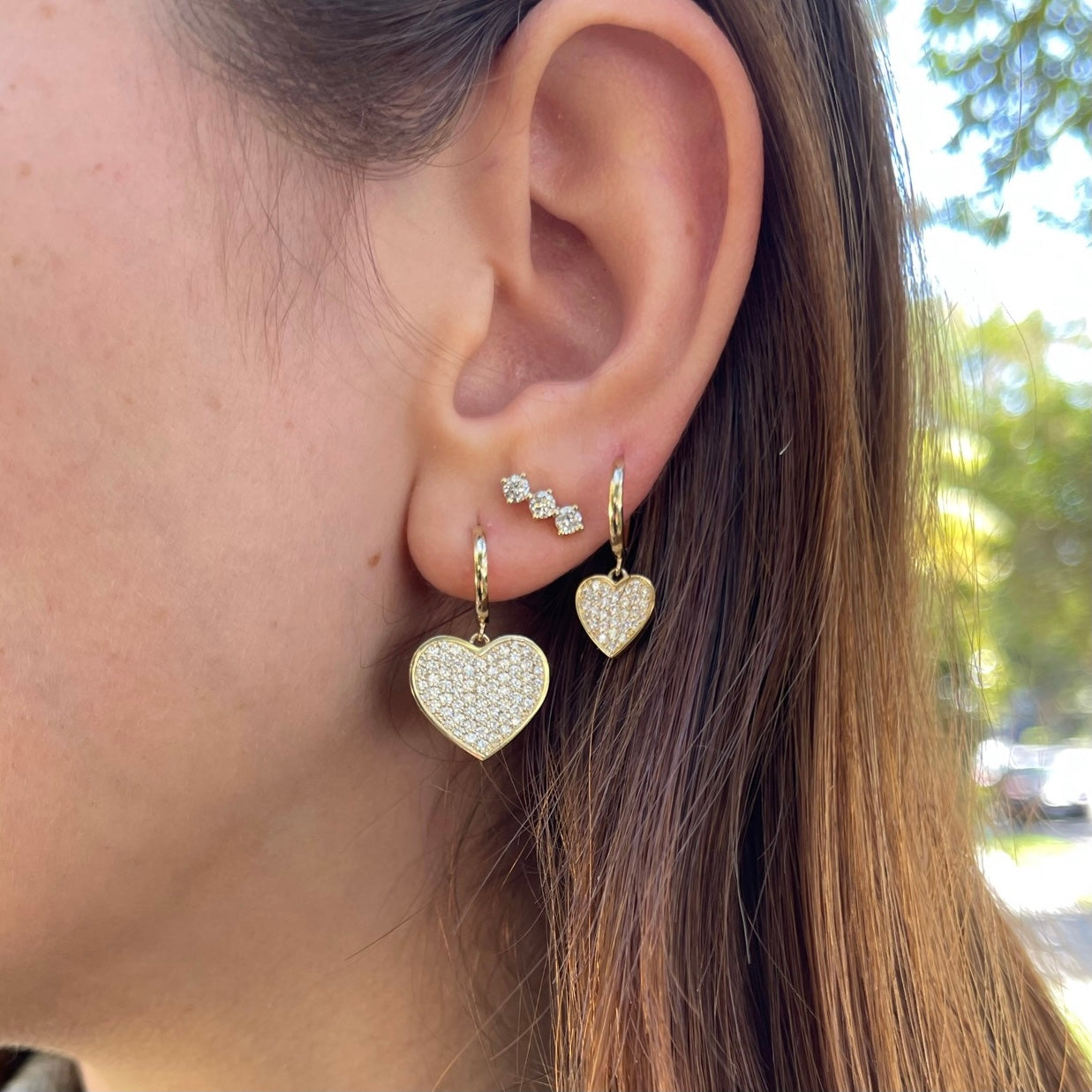 Small diamond on sale heart earrings