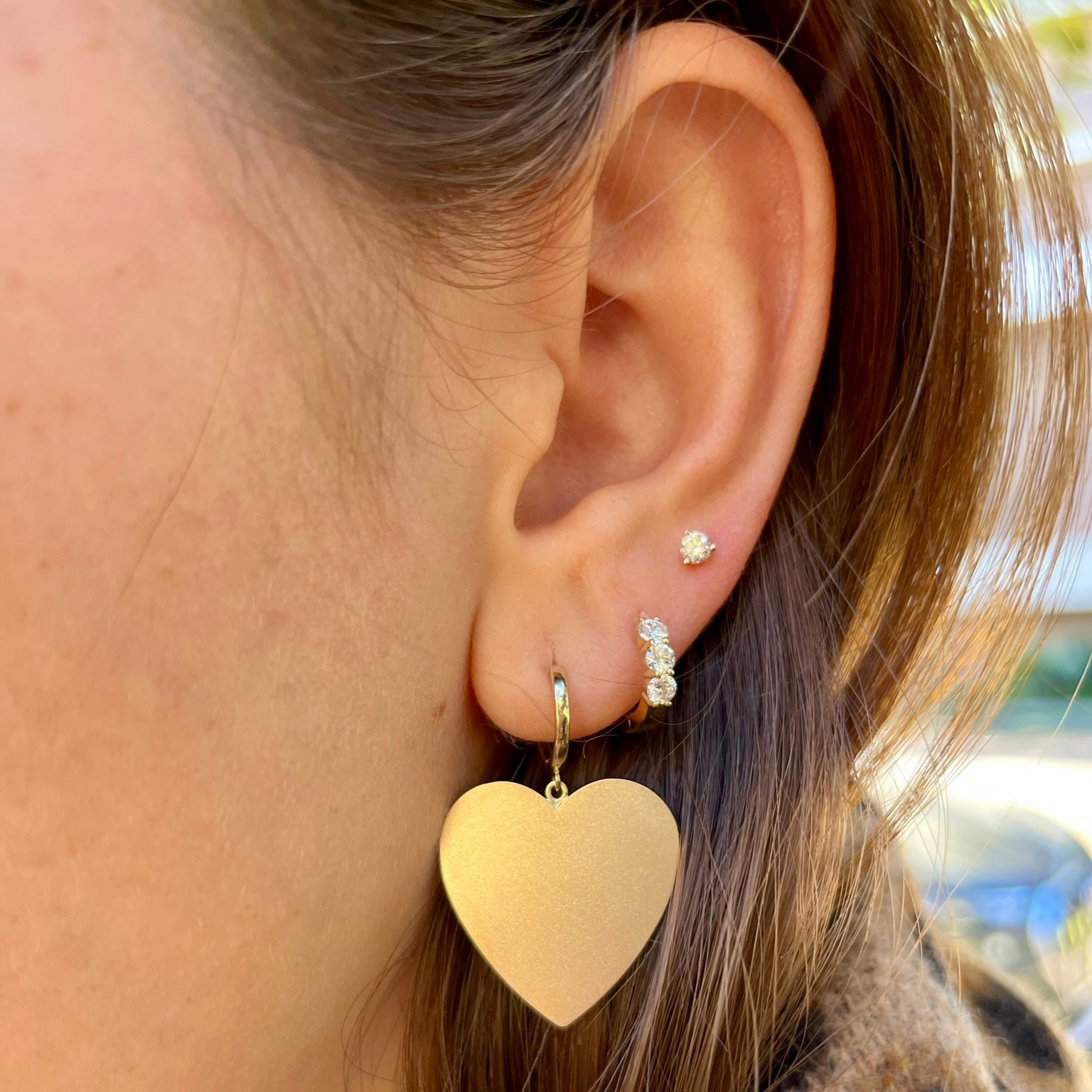 Large gold deals heart earrings