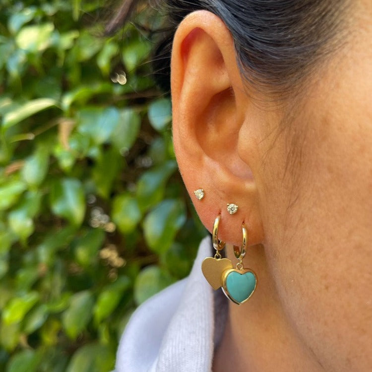 Small Turquoise Framed Heart Earrings