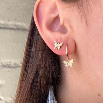 Mini Diamond Butterfly Stud Earrings